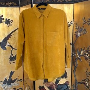 Zara Gold Corduroy Button Down | Size Medium
